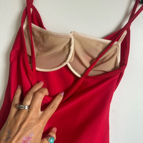 Anne Cole Red and Black One Piece Swimsuit - Picture 3 of 5